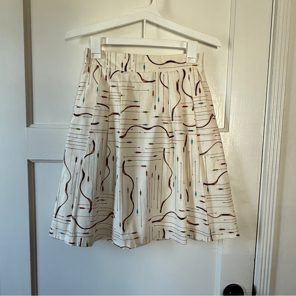 Stylish Cream Skater Skirt with Abstract Pattern